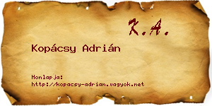 Kopácsy Adrián névjegykártya